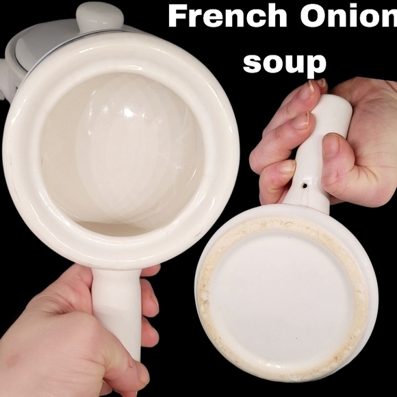 1980's/90's Mardi Gras pattern stoneware? cooking pot & French onion soup bowl - Picture 3 of 7